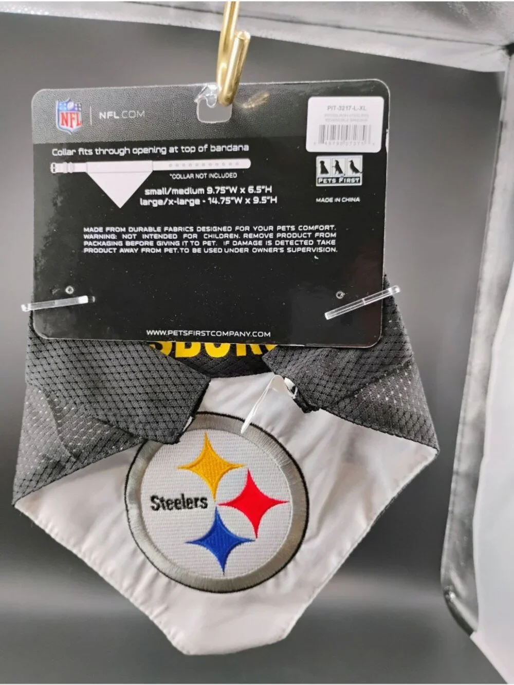 NFL Steelers L/XL Reversible Pet Bandana Home & Away Logo